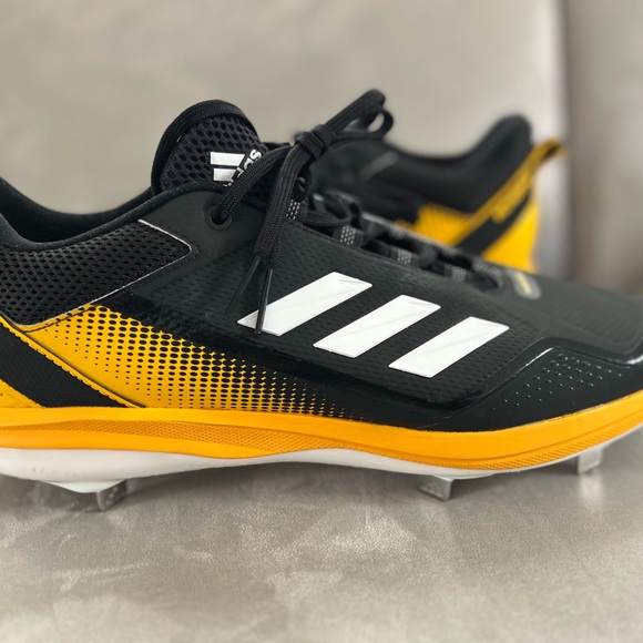 Adidas Icon 7 Bounce Mens Black Yellow Baseball Cleats Size 14 NEW - Picture 4 of 9